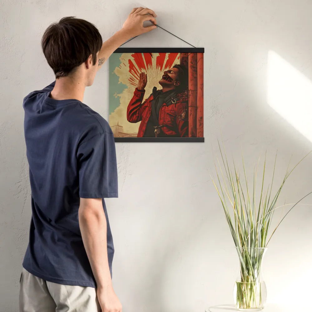Defiant Echoes of Ruin | Poster With Black Wood Hanger | 16″×16″