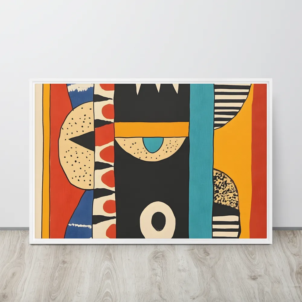 Playful Geometry: A Modern Abstract Exploration | Canvas with White Frame | 24″×36″