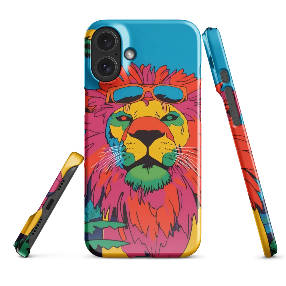 Lion with Sunglasses: A Vibrant Tropical Portrait | Phone Case |  16 Plus | Snap Case | Glossy