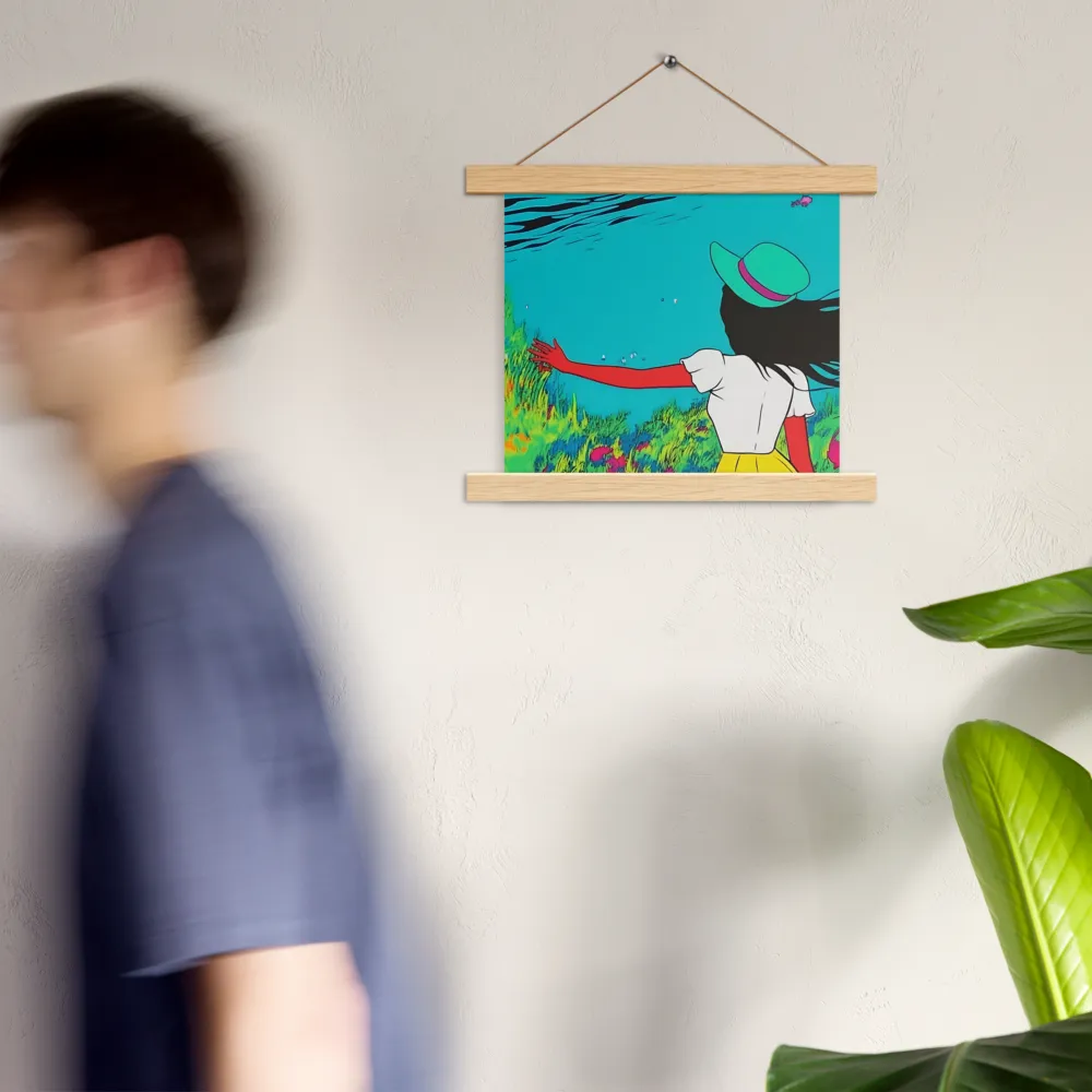 Whimsical Encounter | Poster With Oak Wood Hanger | 10″×10″