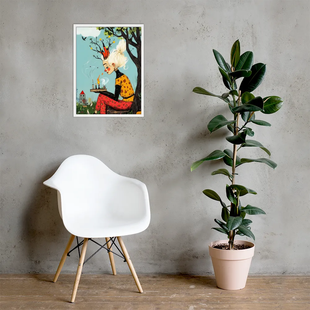Whimsical Nature Girl | Poster with White Frame | 18″×24″