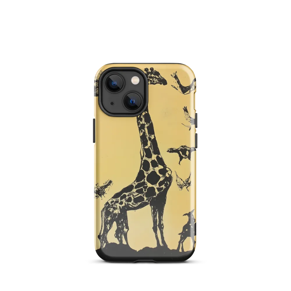 Whimsical Harmony of Giraffe and Birds