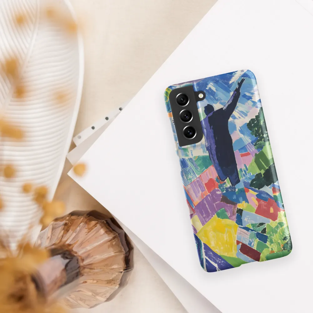 Elysium: A Soaring Figure Amidst Colorful Landscapes | Phone Case |  S21 FE | Snap Case | Matte
