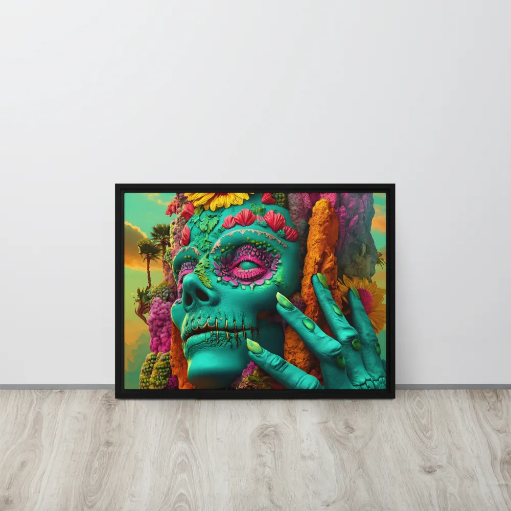Ethereal Skull Garden | Canvas with Black Frame | 18″×24″