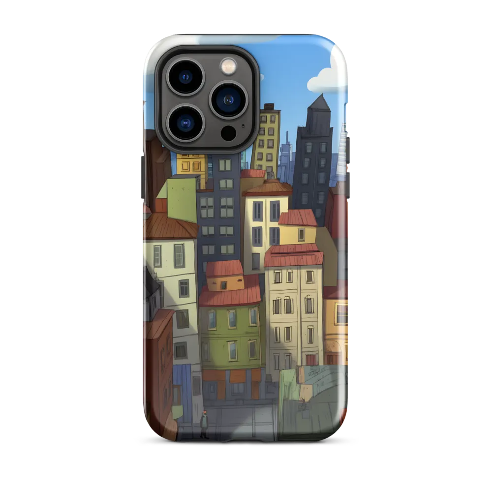 Urban Symphony: A Colorful Cityscape | Phone Case |  14 Pro Max | Tough Case | Glossy