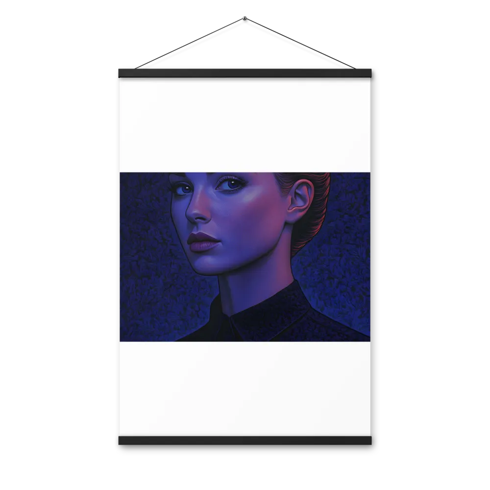 Ethereal Portrait in Blue and Red | Poster With Black Wood Hanger | 24″×36″