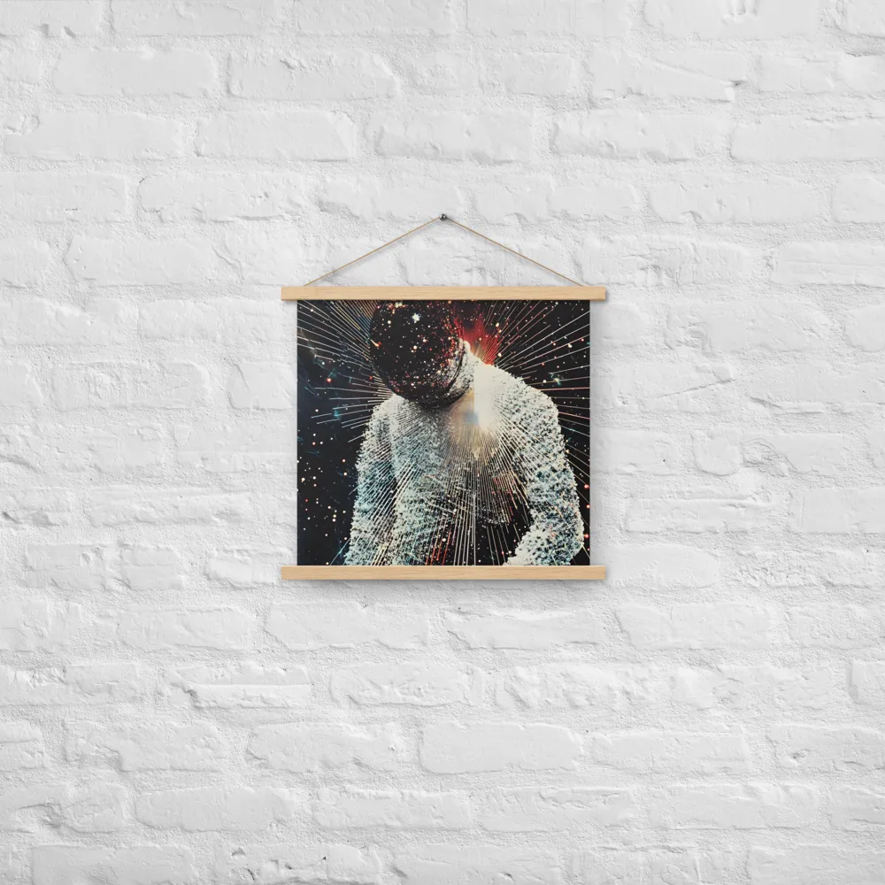 Ethereal Astronaut: A Journey Through the Cosmos | Poster With Oak Wood Hanger | 18″×18″