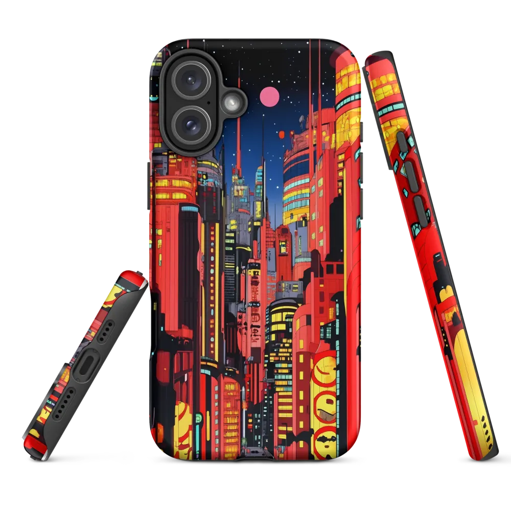 Neon Dreams: A Cyberpunk Cityscape | Phone Case |  16 Plus | Tough Case | Matte