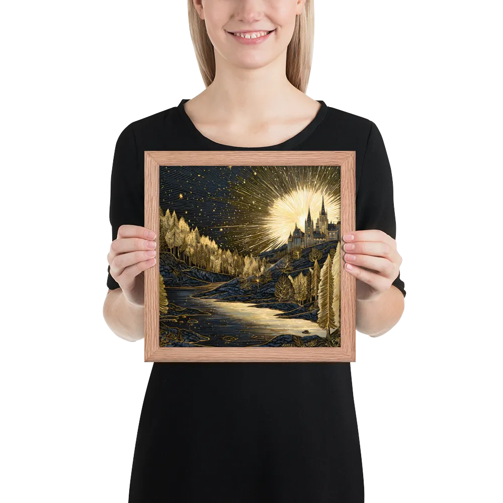 Gilded Castle at Dawn 
 Poster with Red oak Frame | 10″x 10″
