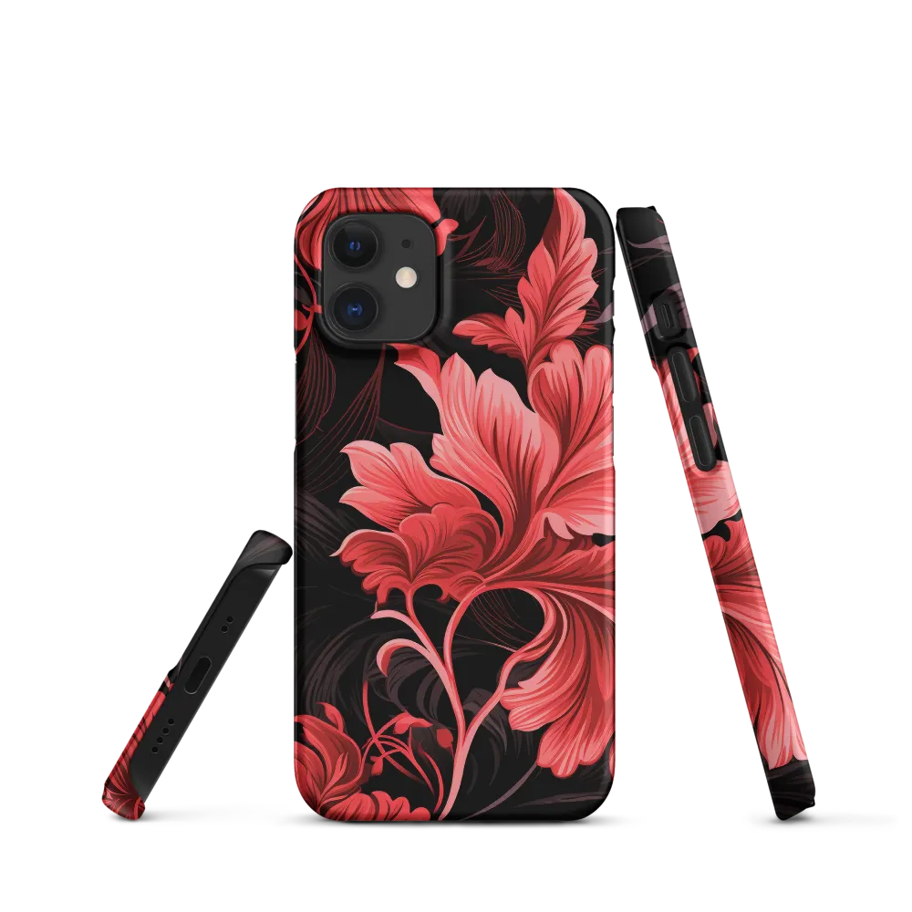 Tropical Elegance in Red | Phone Case |  12 Mini | Snap Case | Matte