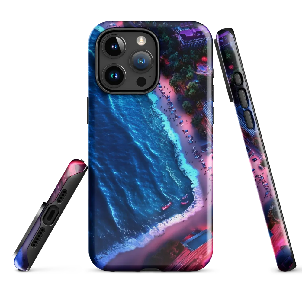 Twilight Reflections: A Serene Beach Aerial | Phone Case |  15 Pro Max | Tough Case | Glossy