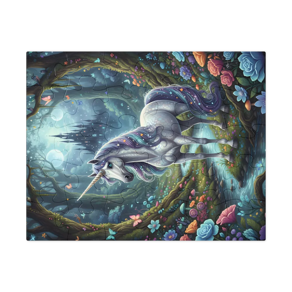 Moonlit Unicorn 
 Jigsaw Puzzle in Tin Box
