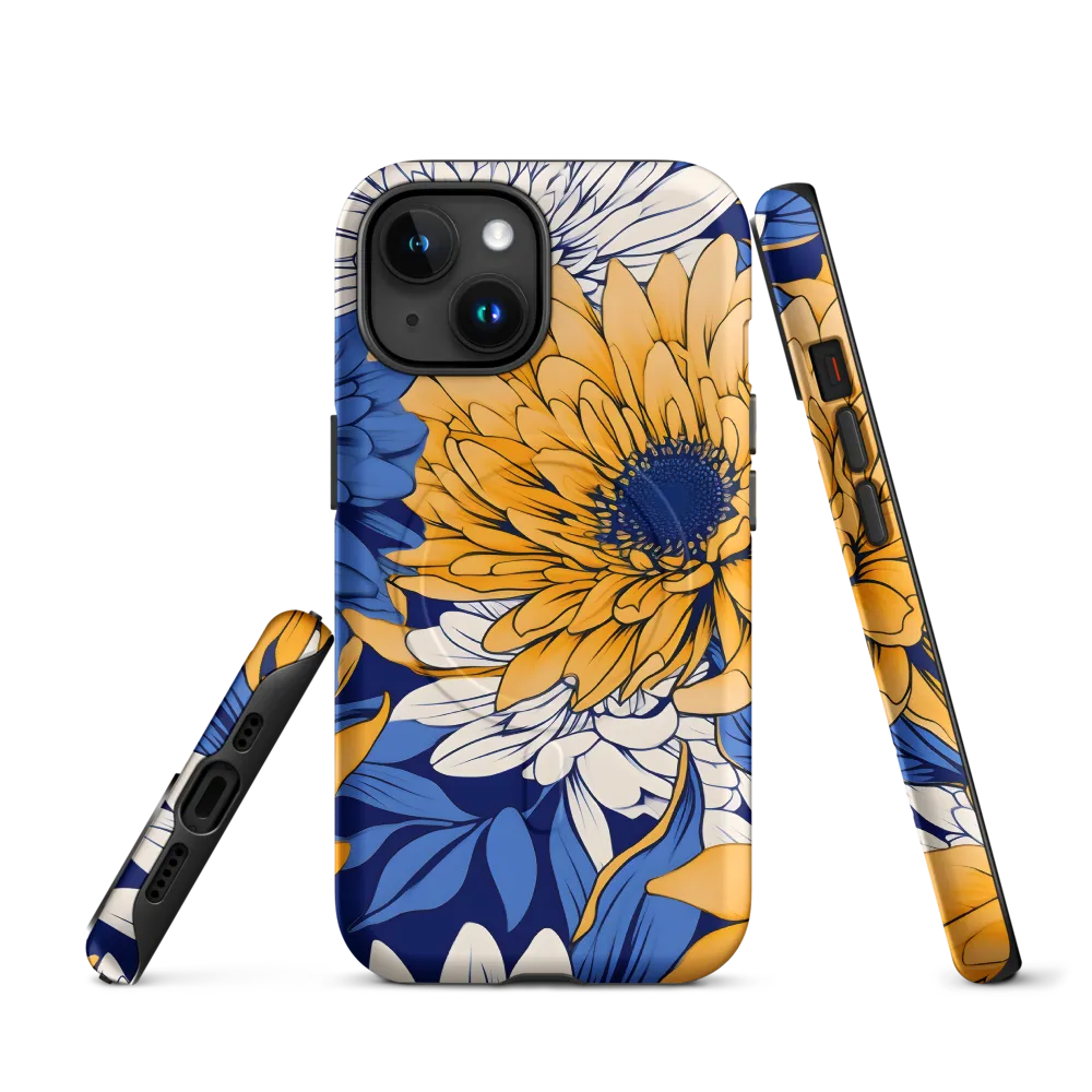 Floral Harmony in Blue and Yellow