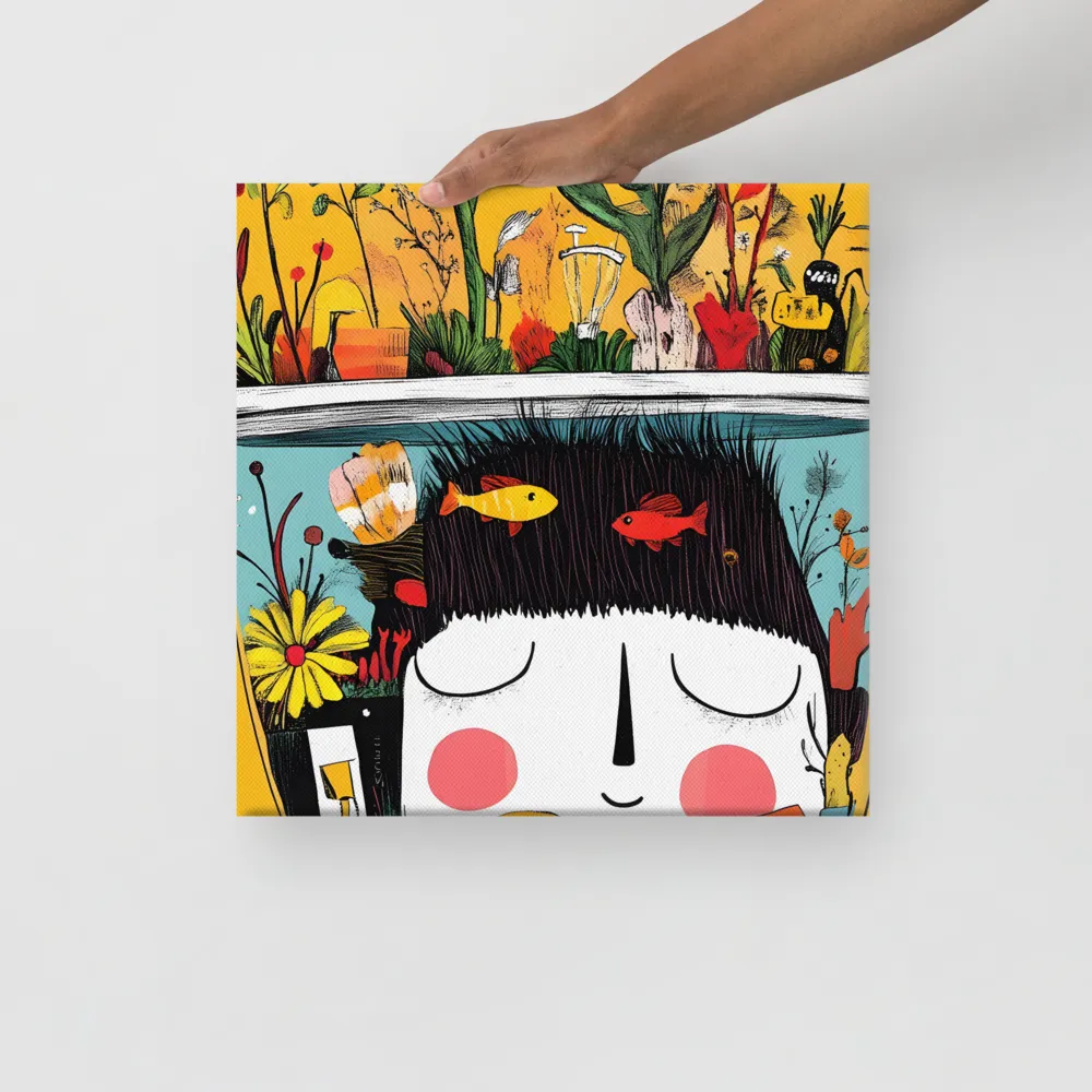 Whimsical Garden Head | Canvas | 16″×16″
