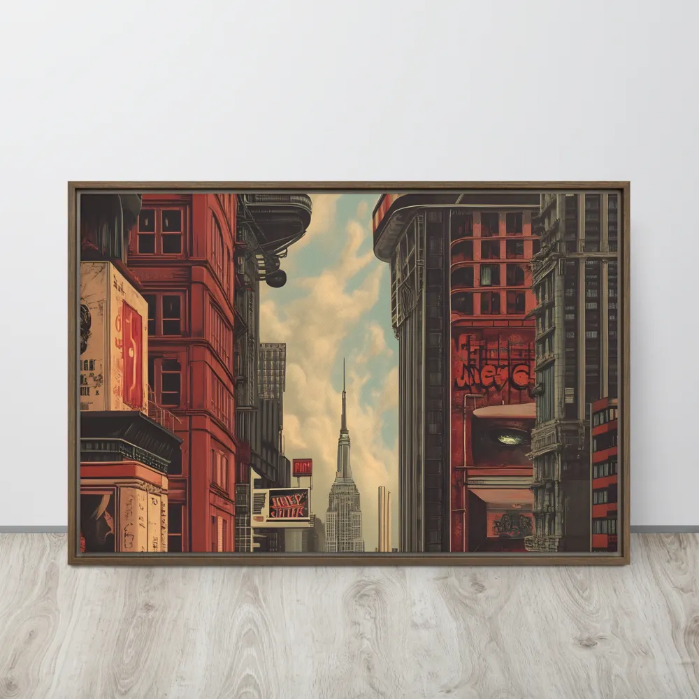A Glimpse of Tomorrow: Urban Ambition | Canvas with Brown Frame | 24″×36″