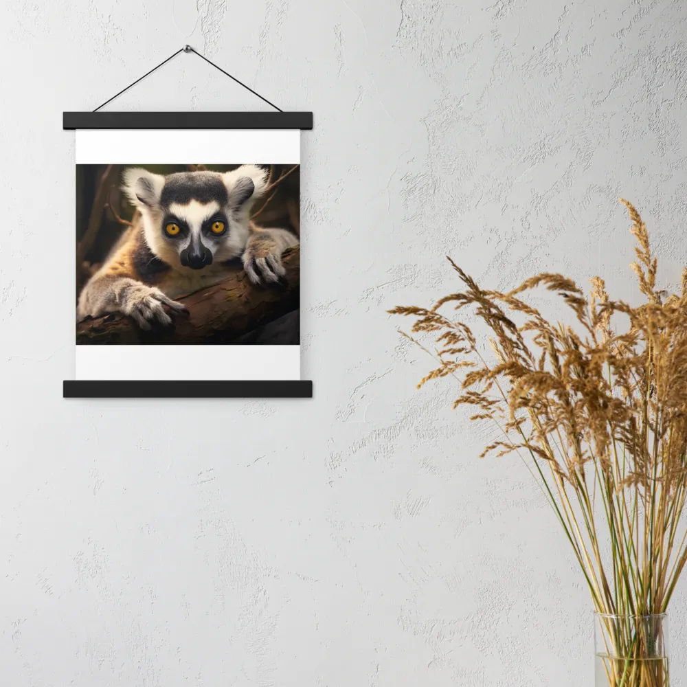 The Watchful Lemur | Poster With Black Wood Hanger | 11″×14″