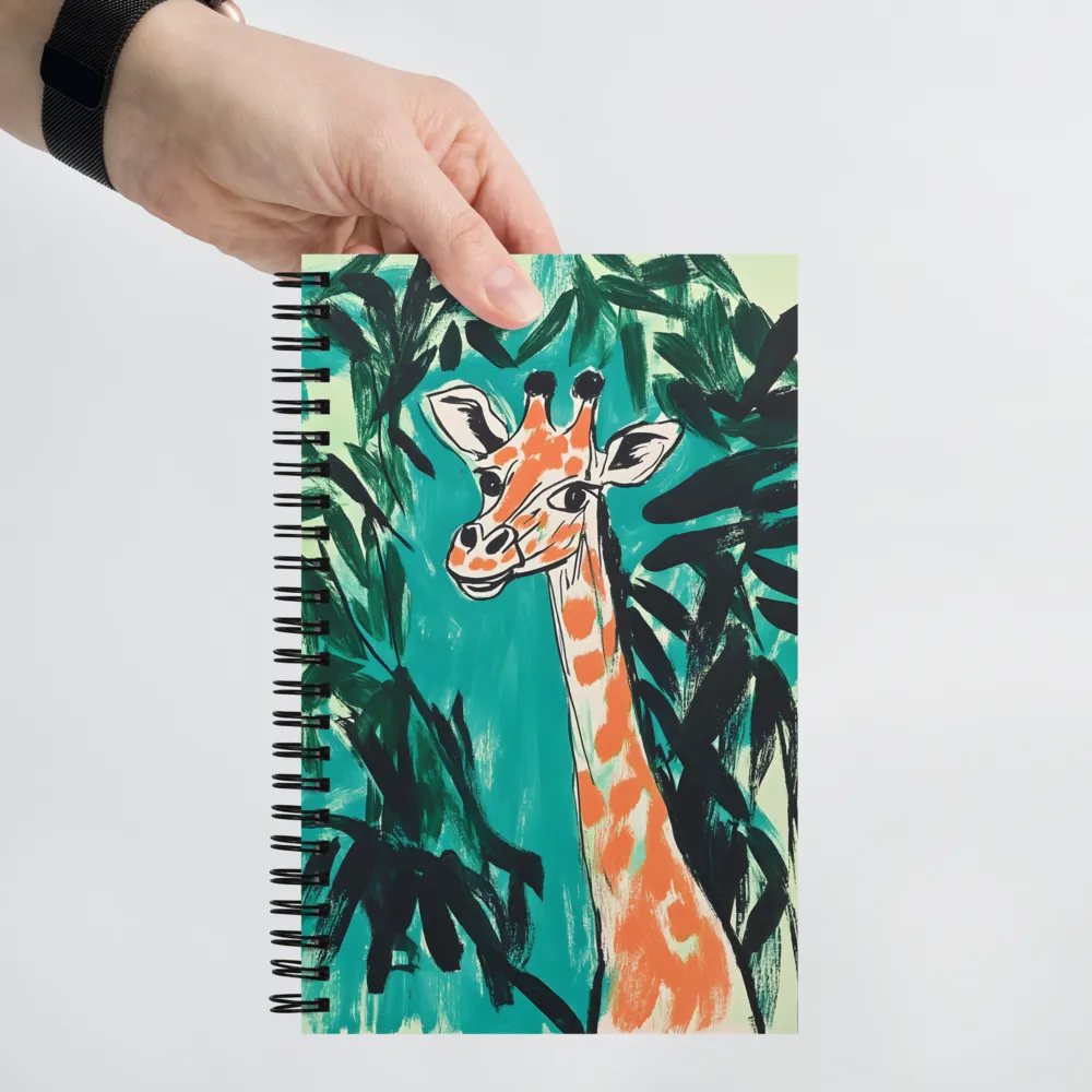 Curious Giraffe in Lush Greenery | Spiral Notebook