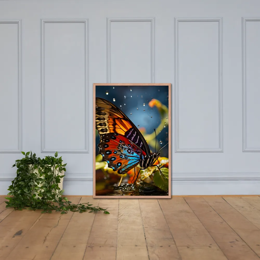 Dance of Colors: The Butterfly's Elegance | Poster with Red oak Frame | 24″×36″