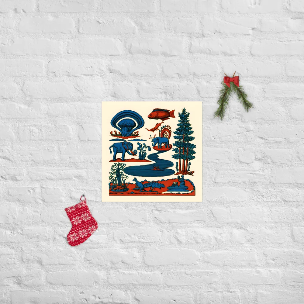 Pondside Elephants 
 Poster | 18″x 18″