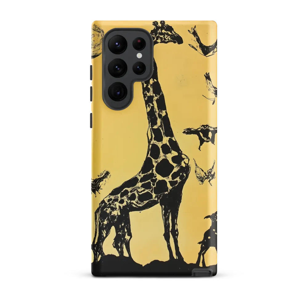 Whimsical Harmony of Giraffe and Birds