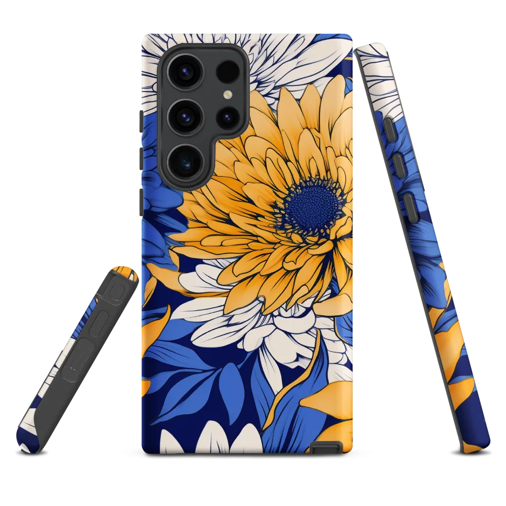 Floral Harmony in Blue and Yellow