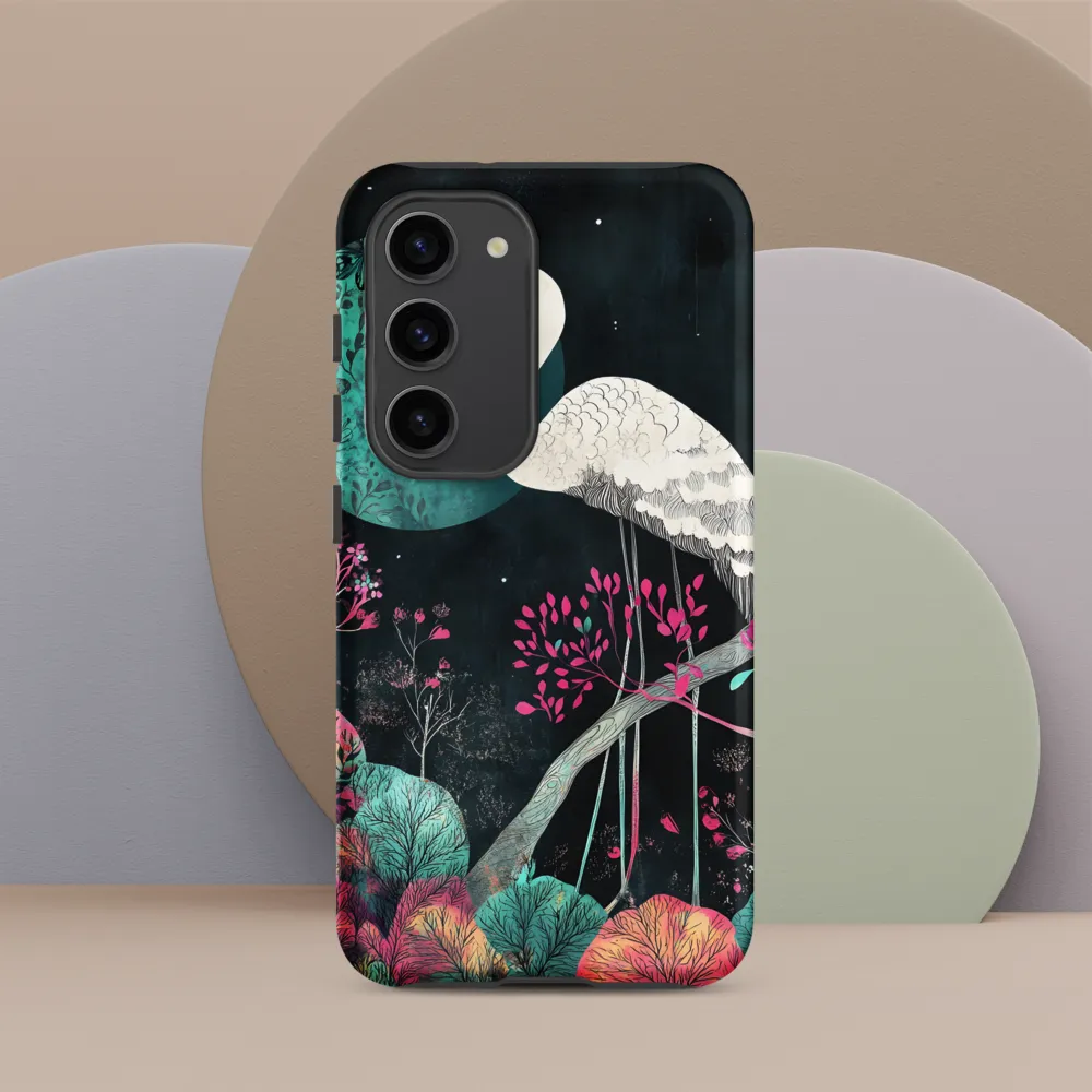 Ethereal Presence: Heron in a Floral Dreamscape