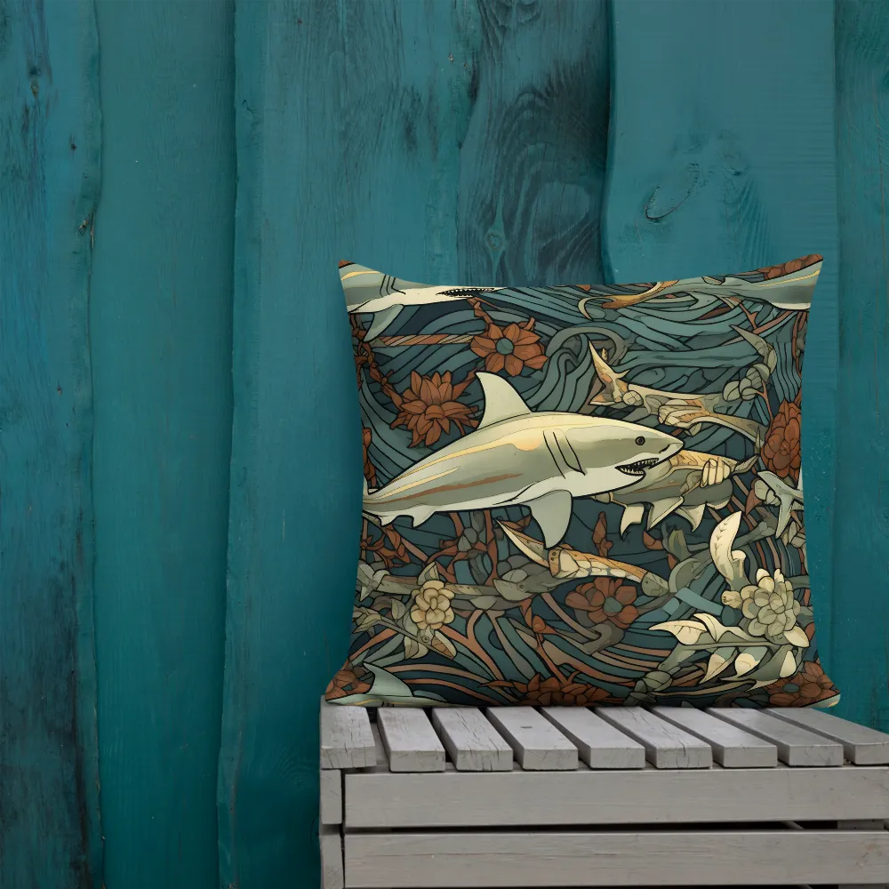 Dynamic Harmony of Sharks and Flora | Pillow & Pillow Case | Multiple Sizes