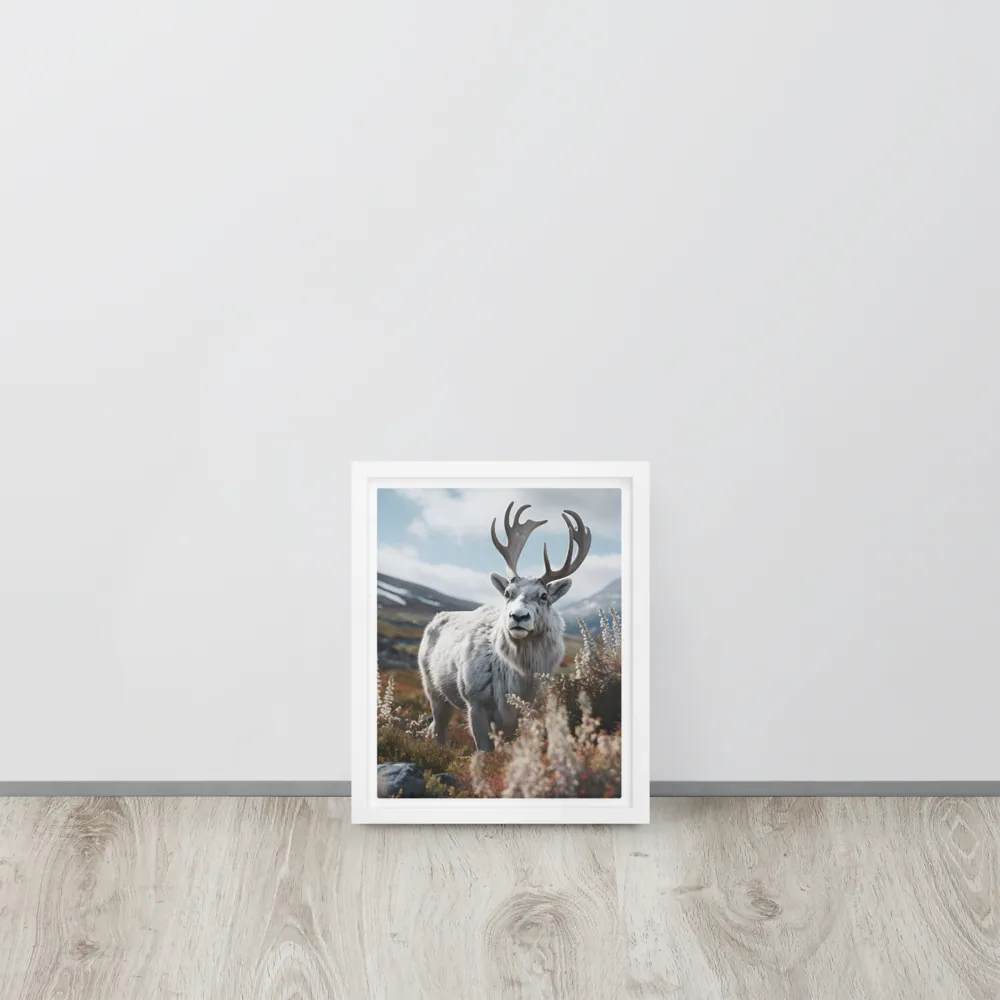 Majestic Harmony: The Reindeer in Nature | Canvas with White Frame | 8″×10″
