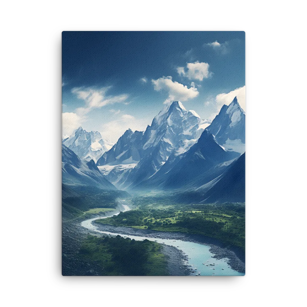 Majestic Serenity: A Landscape of Mountains and Rivers | Thin Canvas | 24″×32″