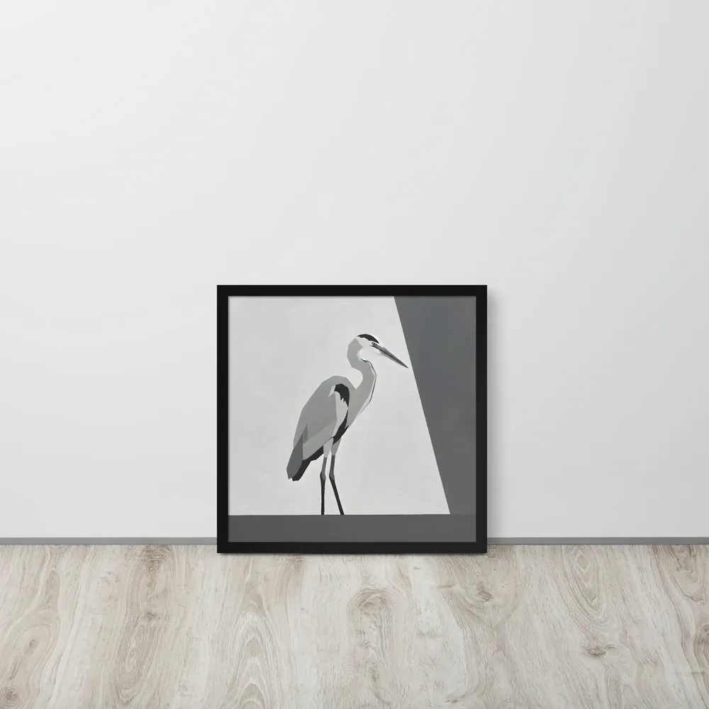 Geometric Heron 
 Poster with Black Frame | 18″x 18″