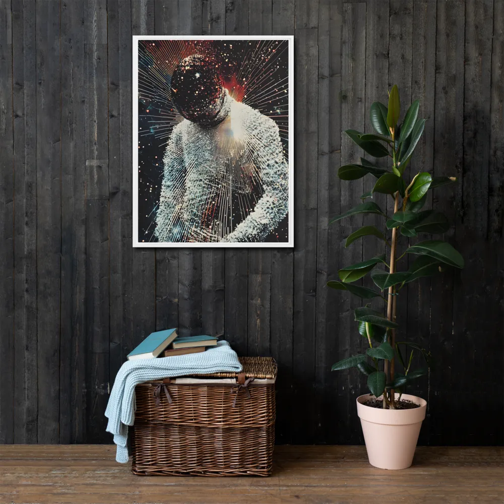 Ethereal Astronaut: A Journey Through the Cosmos | Canvas with White Frame | 24″×32″