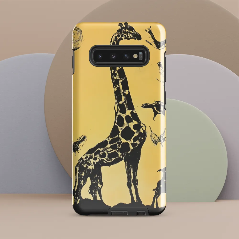 Whimsical Harmony of Giraffe and Birds | Phone Case |  S10 Plus | Tough Case | Glossy