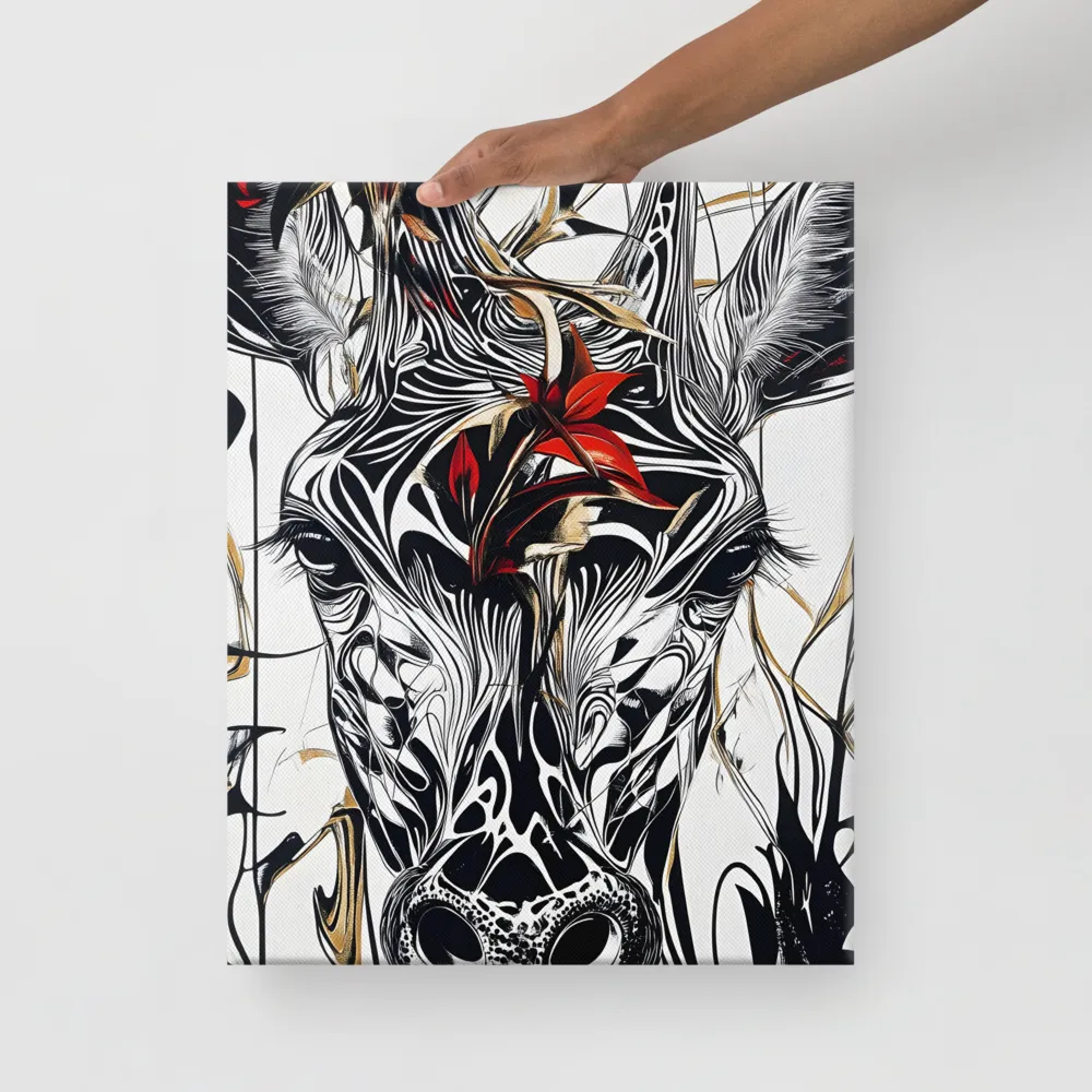 Floral Elegance: The Giraffe's Portrait | Canvas | 16″×20″