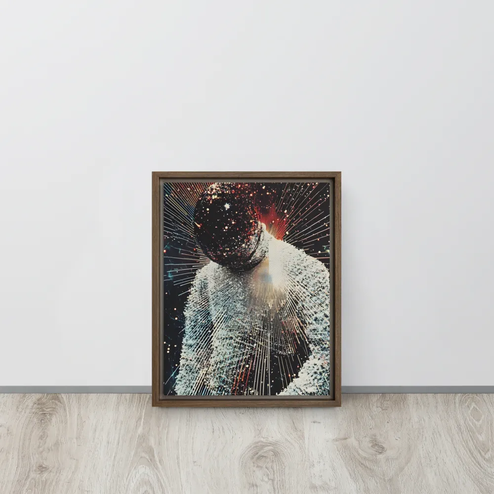 Ethereal Astronaut: A Journey Through the Cosmos | Canvas with Brown Frame | 11″×14″