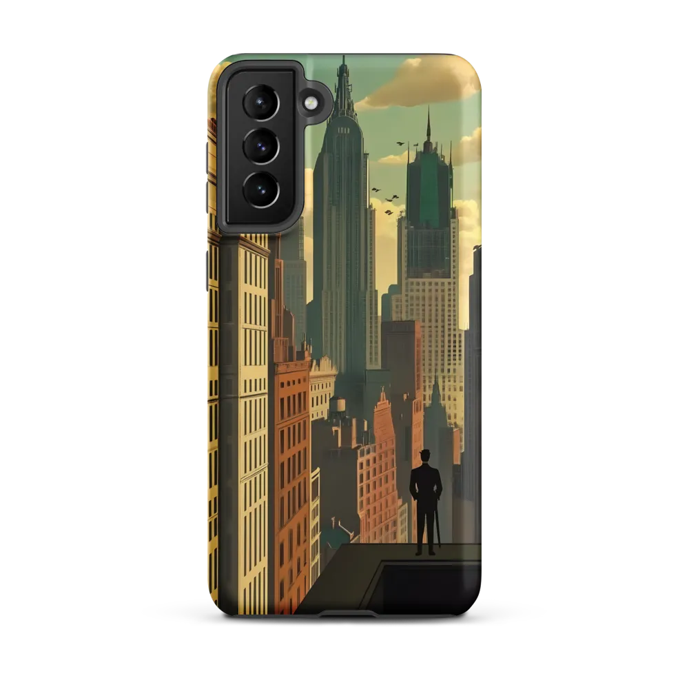 Urban Dreams: A Silhouette in Art Deco Cityscape