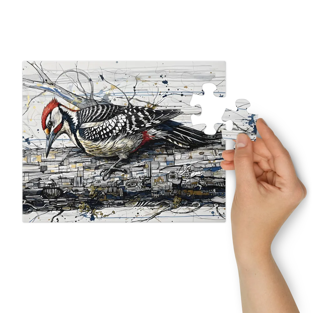 Woodpecker Study 
 Jigsaw Puzzle in Tin Box