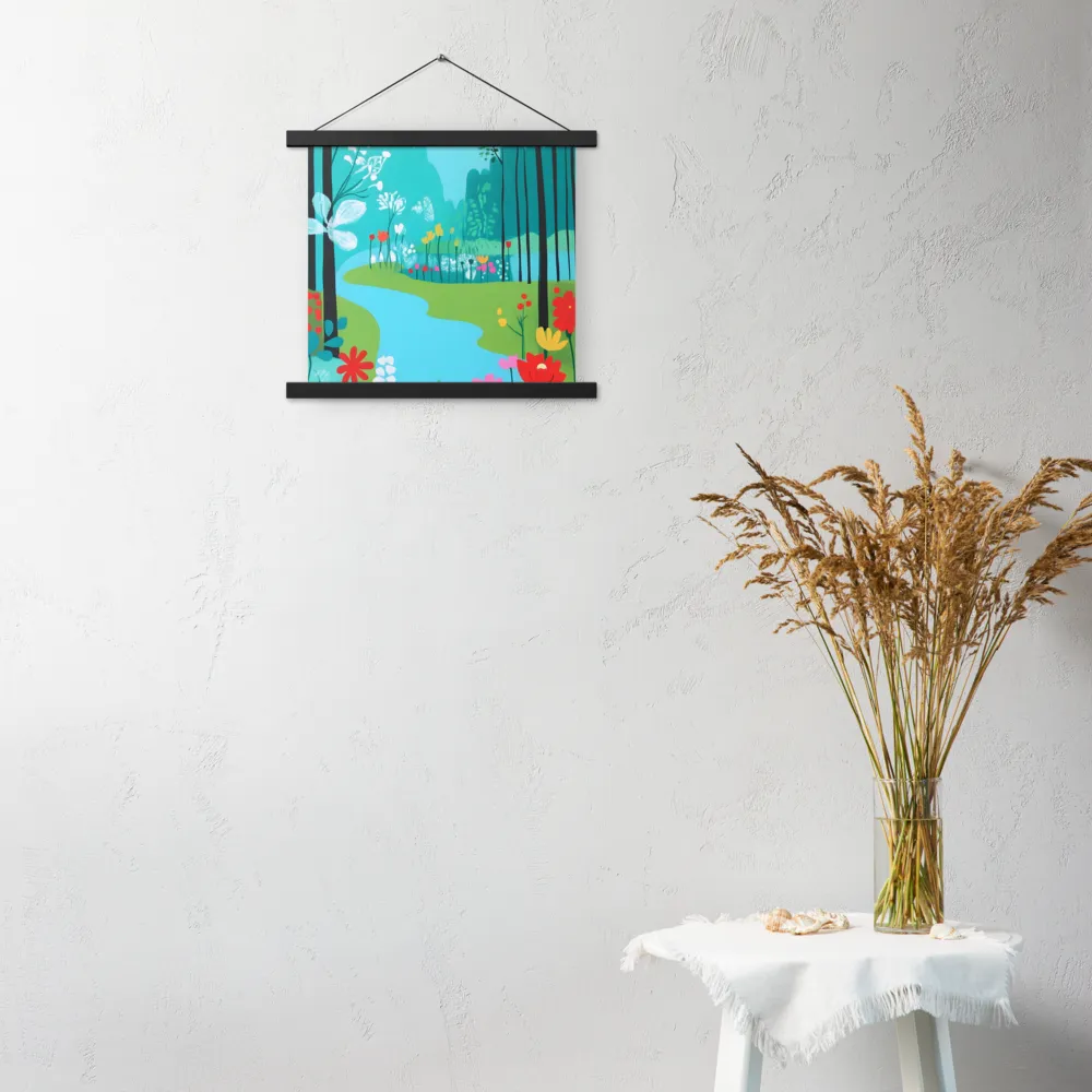 Whispers of Spring: A Colorful Retreat | Poster With Black Wood Hanger | 14″×14″