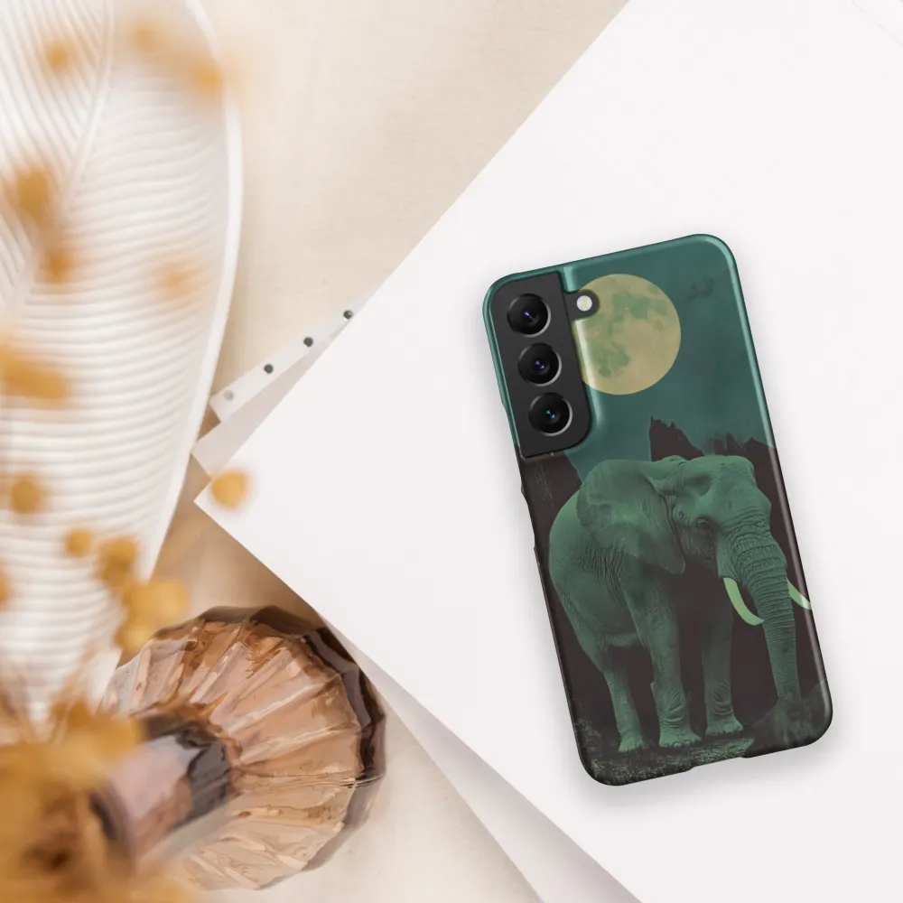 Ethereal Presence: Elephant Under a Full Moon | Phone Case |  S22 | Snap Case | Matte
