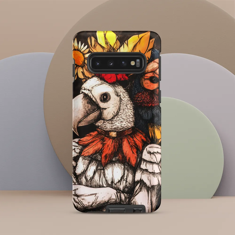The Surreal Guardian: A Dance of Feathers and Flowers