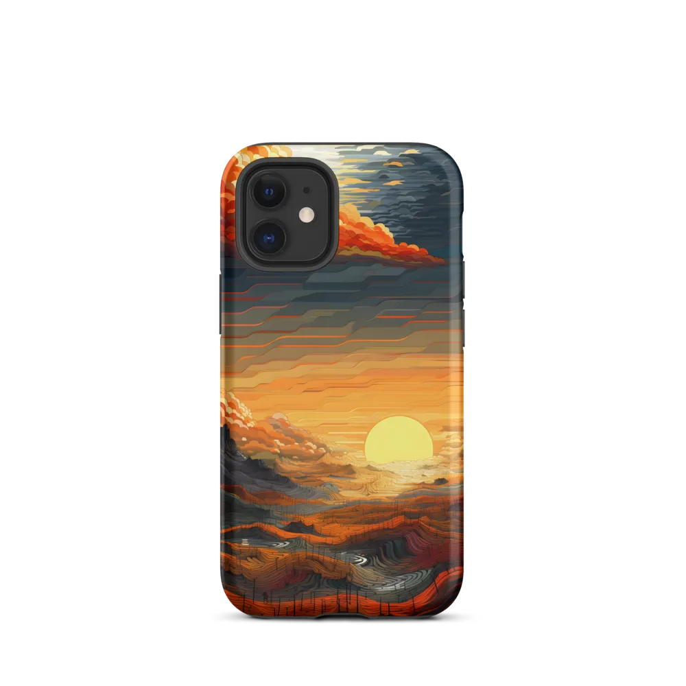 Ethereal Sunset: A Serene Landscape in Flowing Forms | Phone Case |  12 mini | Tough Case | Matte