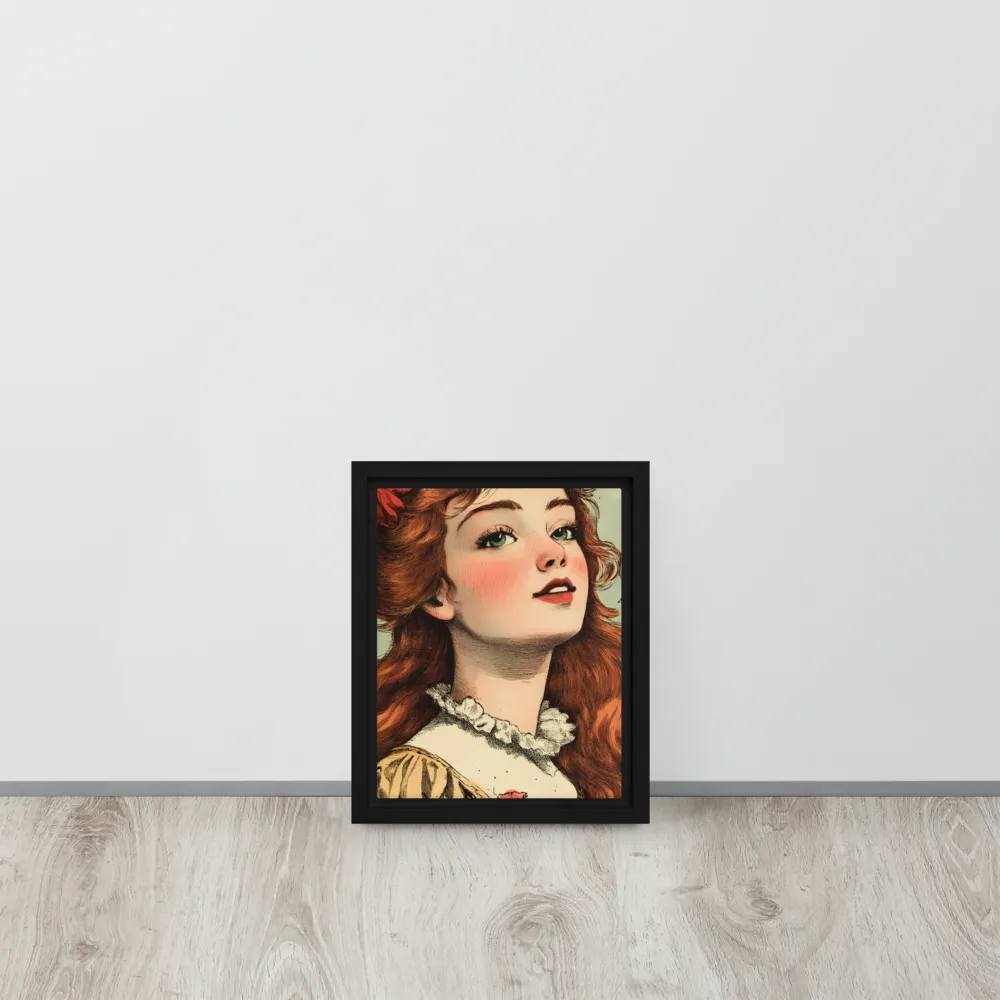 Whimsical Portrait of a Flower-Adorned Girl | Canvas with Black Frame | 8″×10″