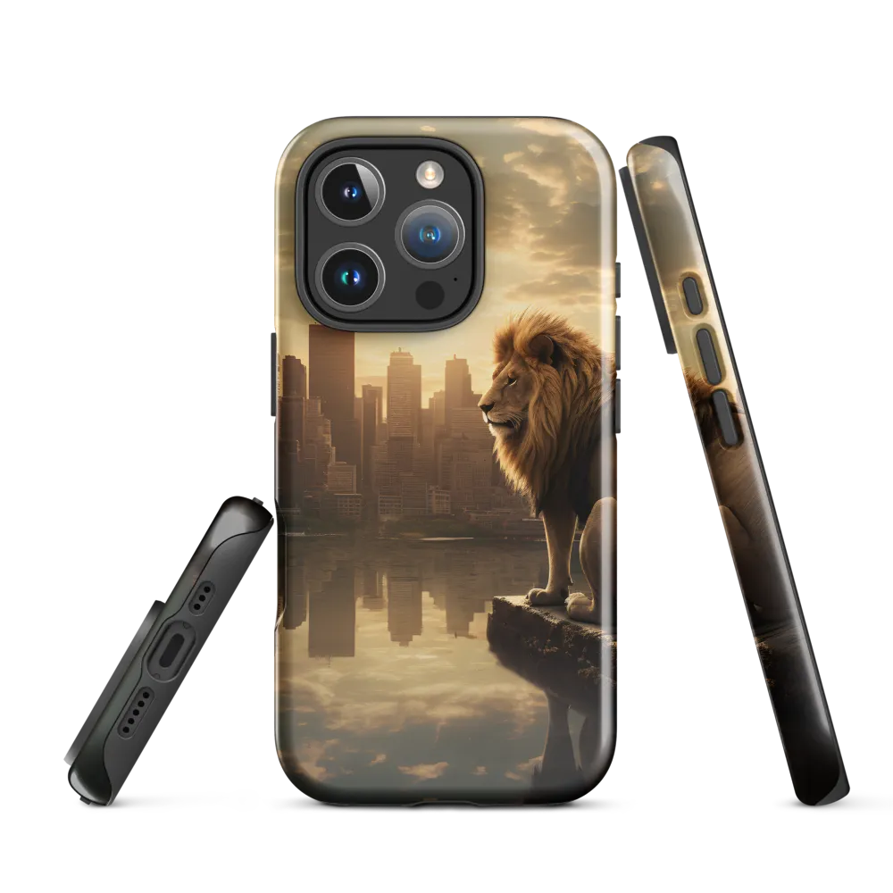 The Lion's Gaze Over the Urban Symphony | Phone Case |  16 Pro | Tough Case | Glossy