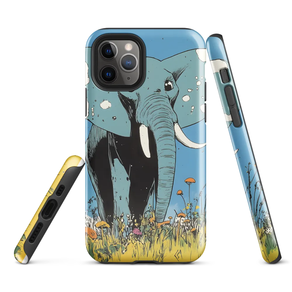 Whimsical Blue Elephant in Bloom