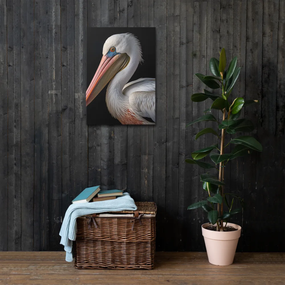 Elegance in White: The Pelican | Thin Canvas | 20″×28″