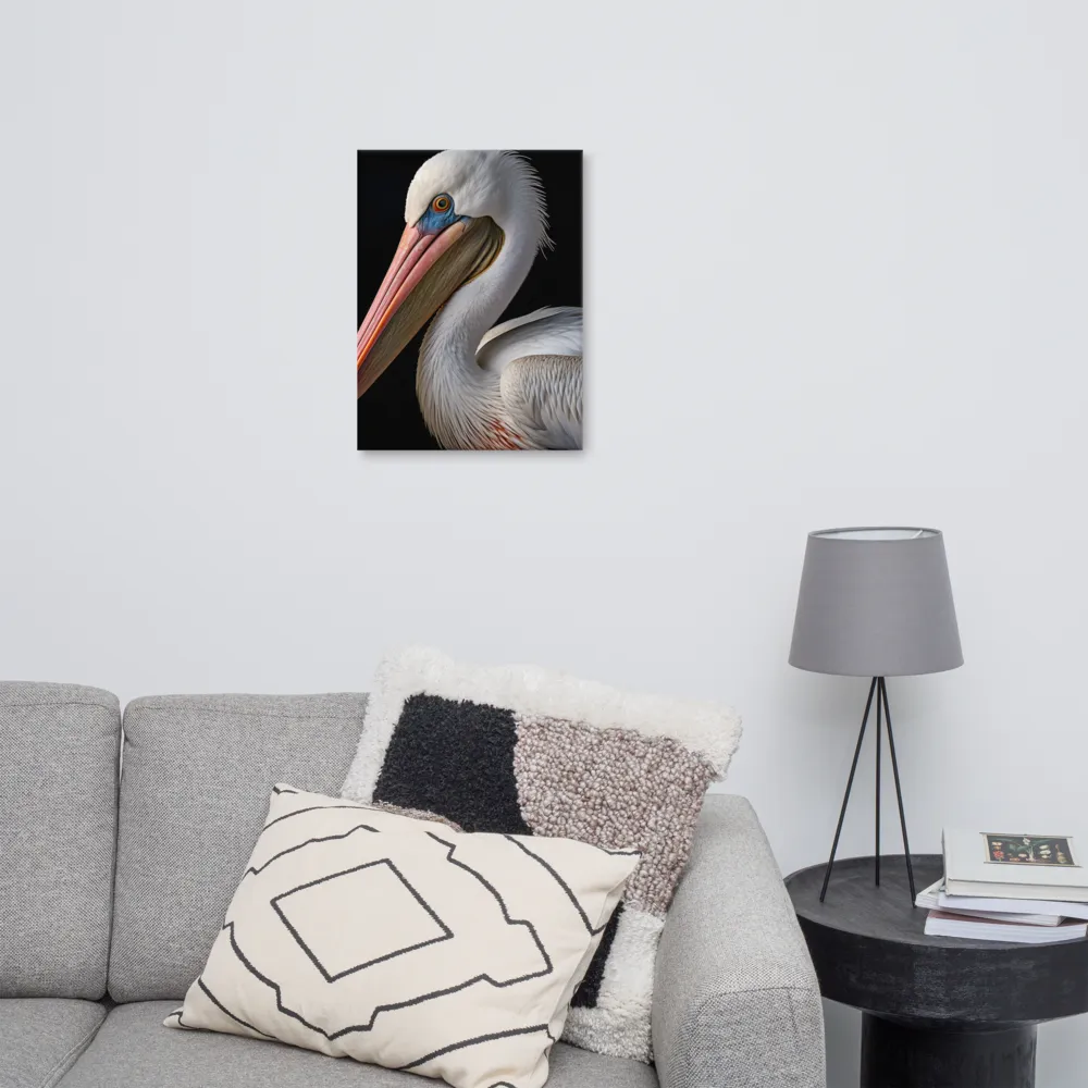 Elegance in White: The Pelican | Canvas | 18″×24″