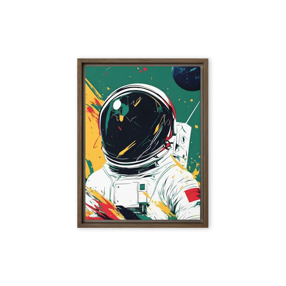 Galactic Explorer: A Modern Odyssey | Canvas with Brown Frame | 9″×12″