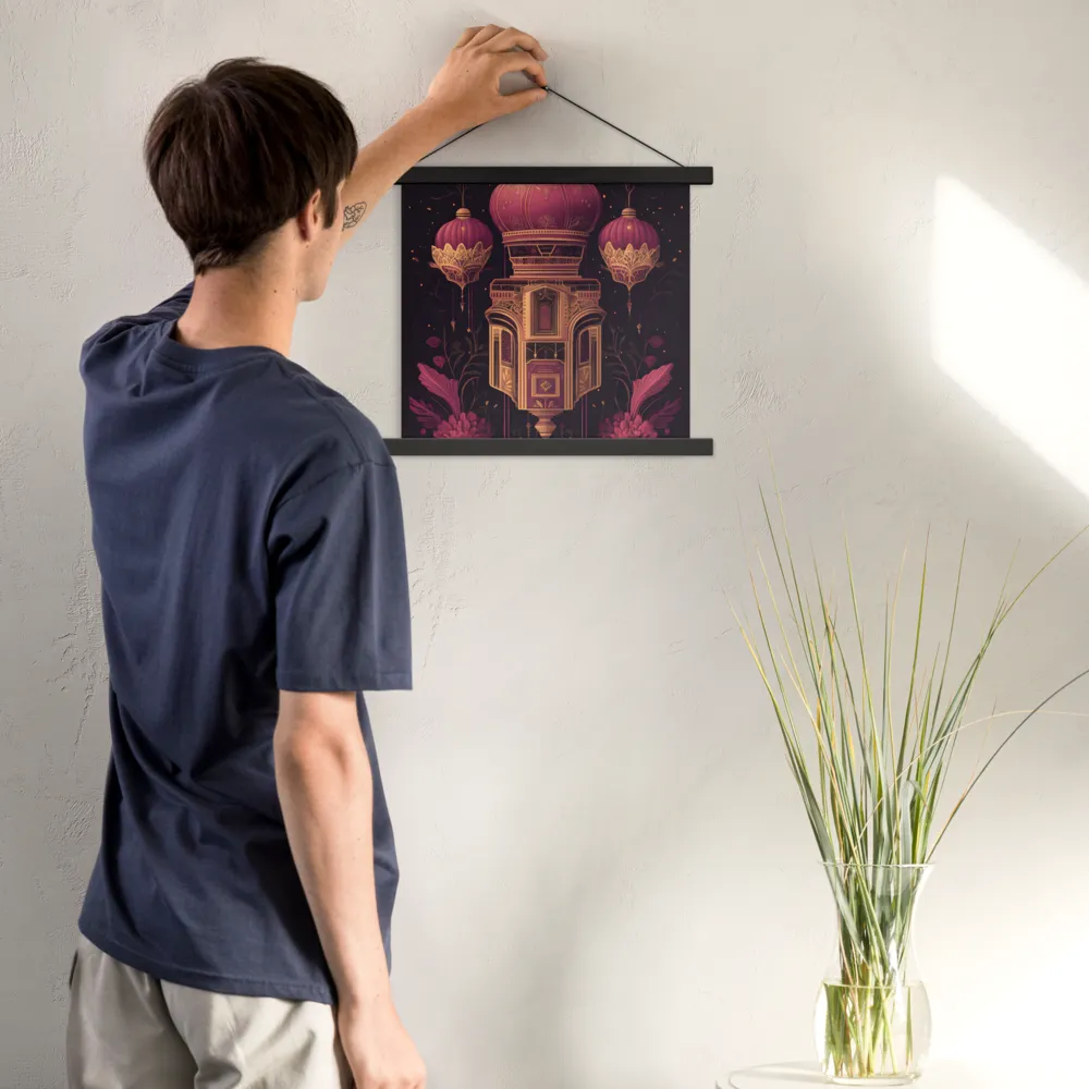Ornate Harmony: A Digital Floral Architecture | Poster With Black Wood Hanger | 14″×14″