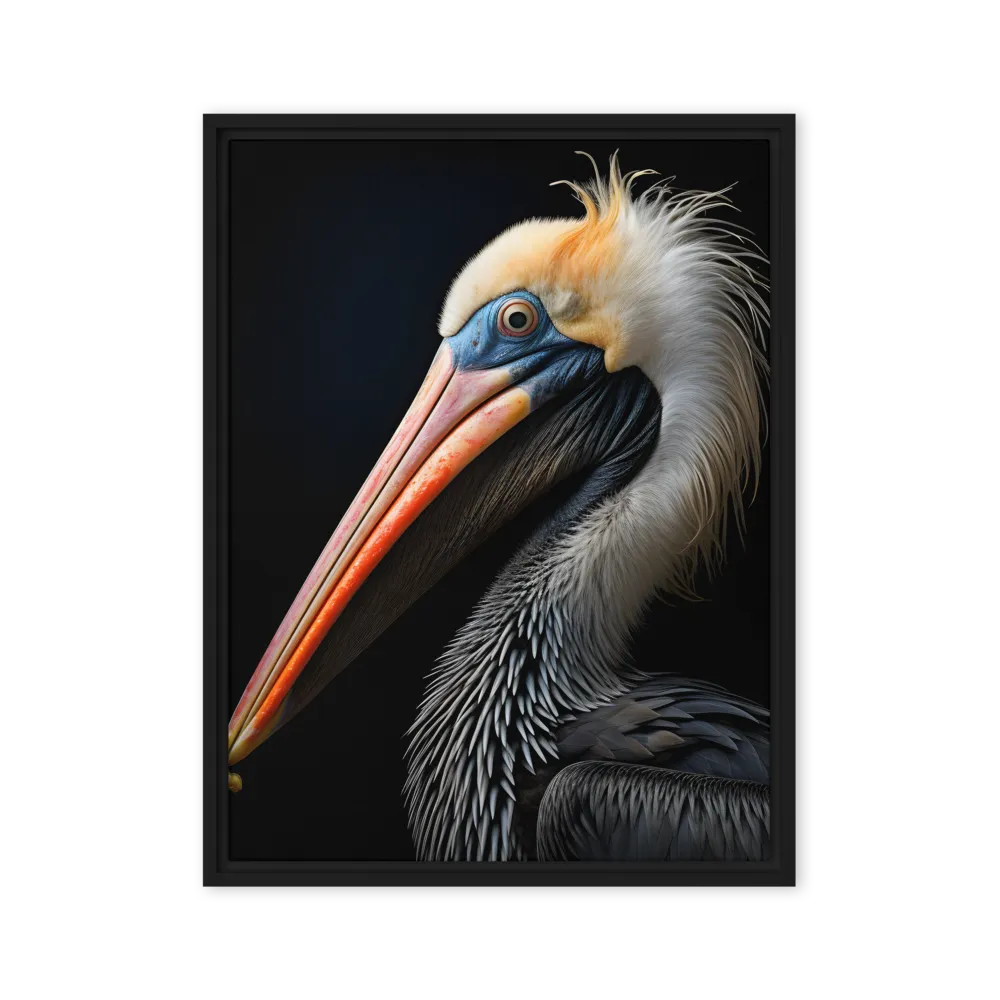 Majestic Portrait of a Pelican | Canvas with Black Frame | 24″×32″