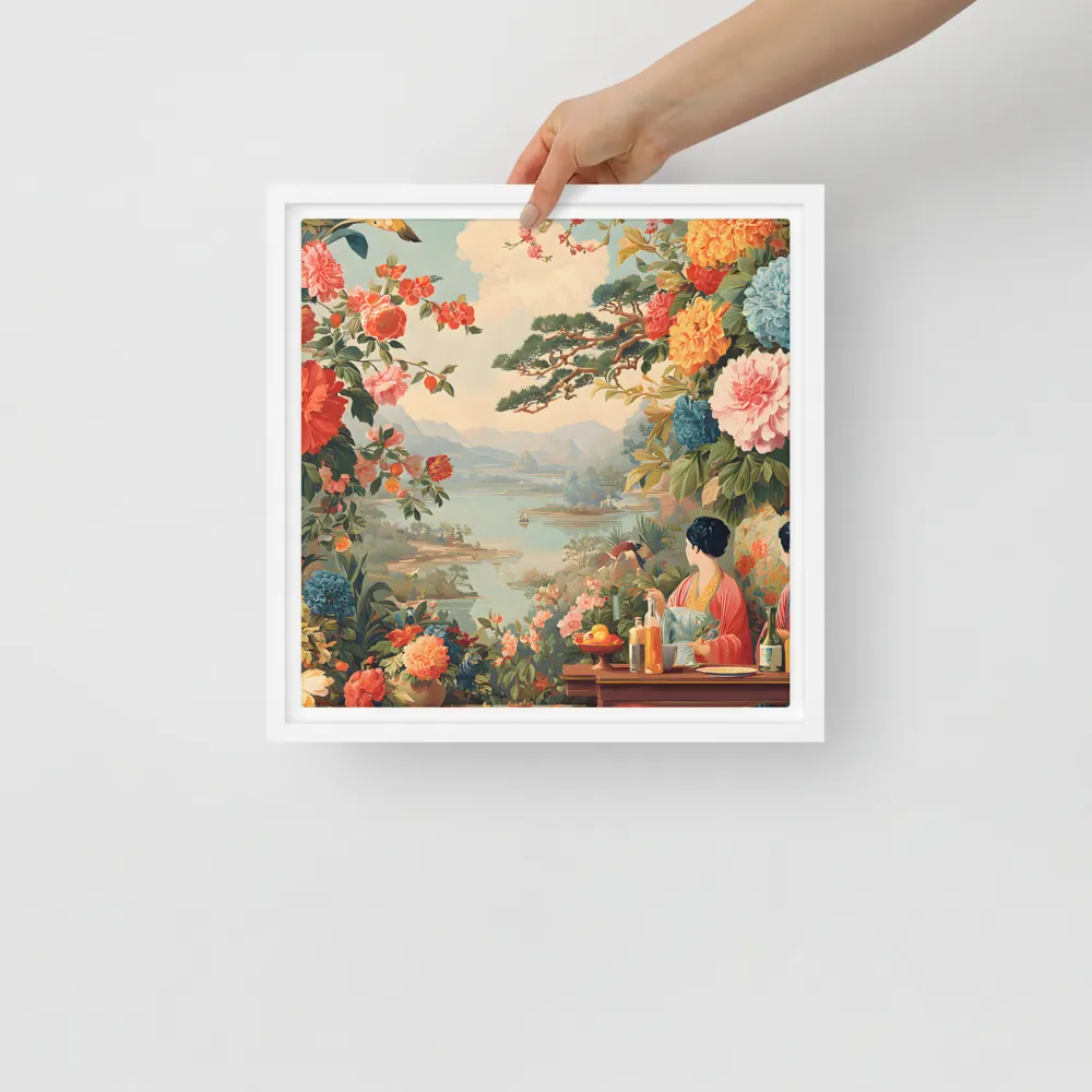 Terrace of Blossoms 
 Canvas with White Frame | 12″x 12″