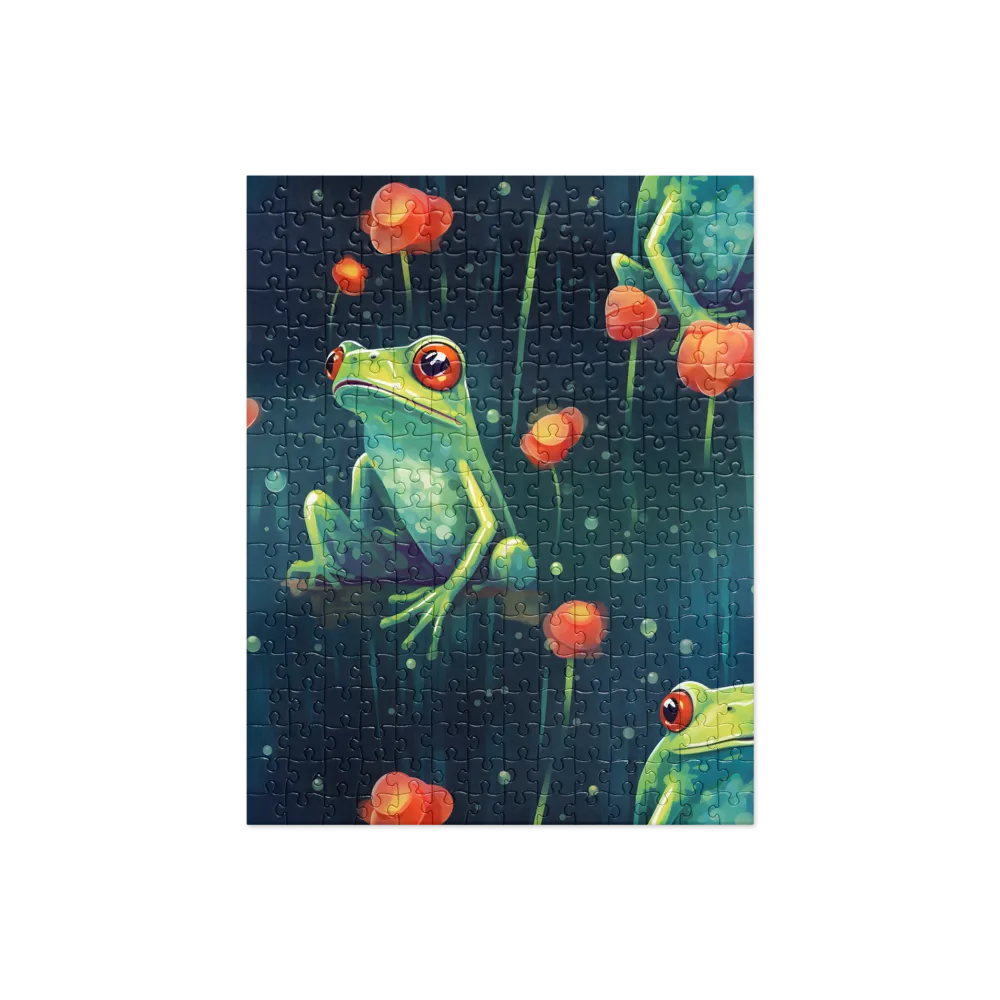 Playful Frogs in a Lush Pond | Jigsaw Puzzle | 252 pieces